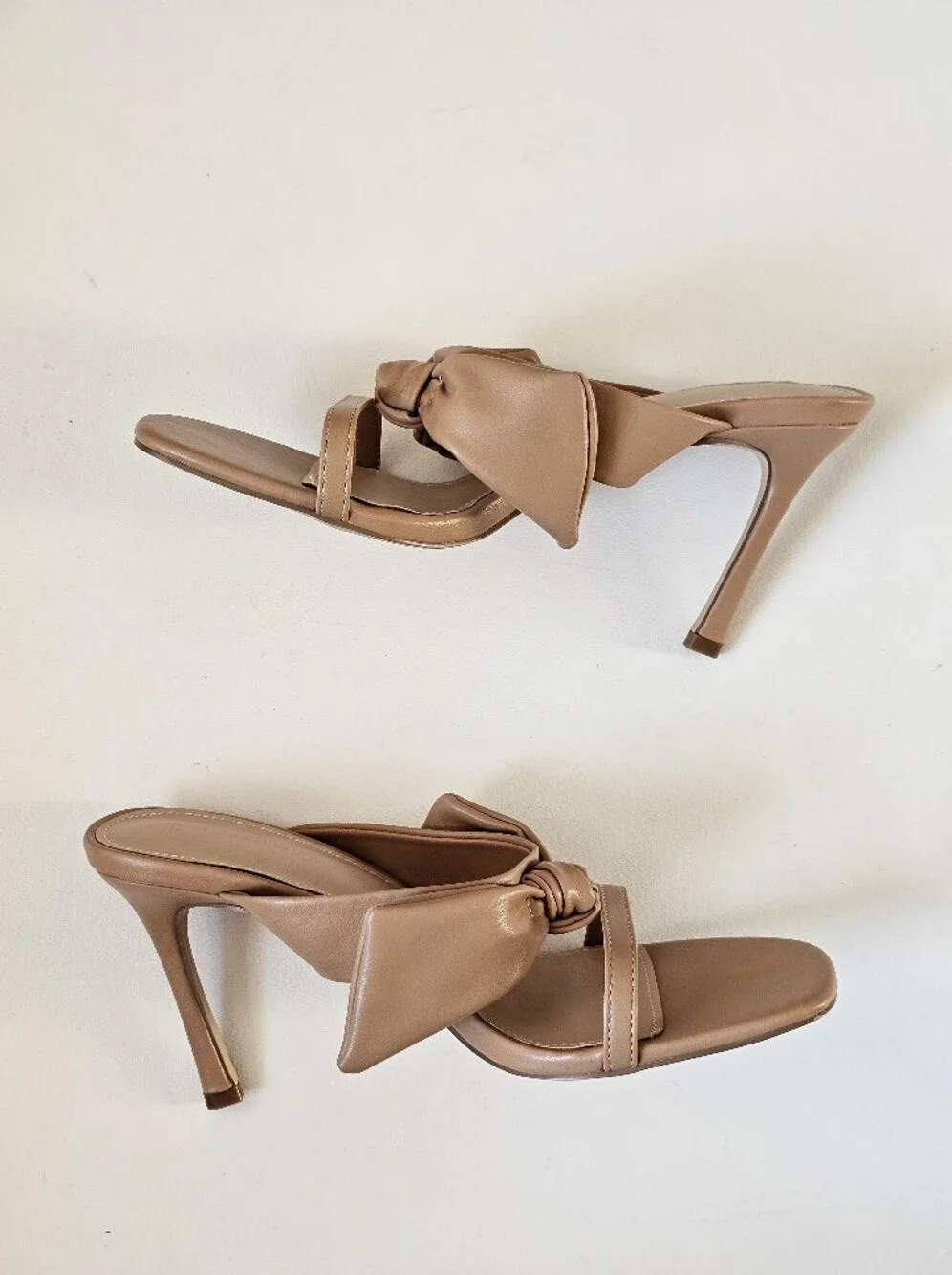 Laicigo Women's Nude Square Toe Knot Stiletto Mule Heels Size 10 NIB